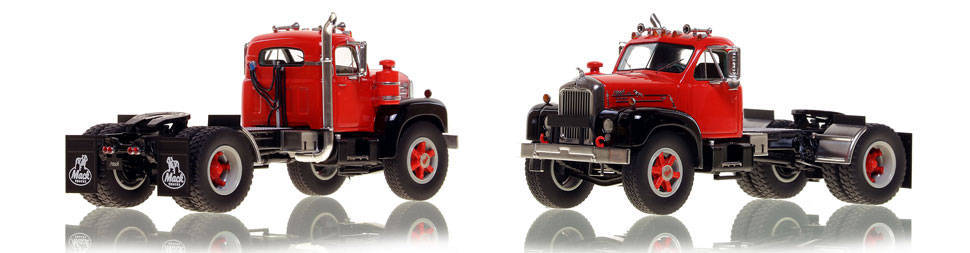 The first museum grade scale model of the Mack B-61 single axle tractor in red over black