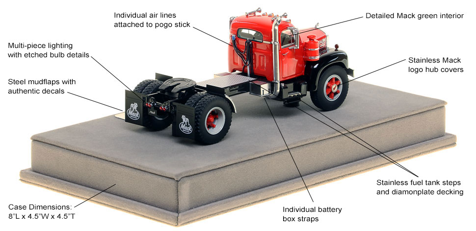 Specs and Features of the Mack B-61 single axle tractor scale model