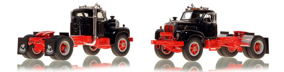 The first museum grade scale model of the Mack B-61 single axle tractor in black over red