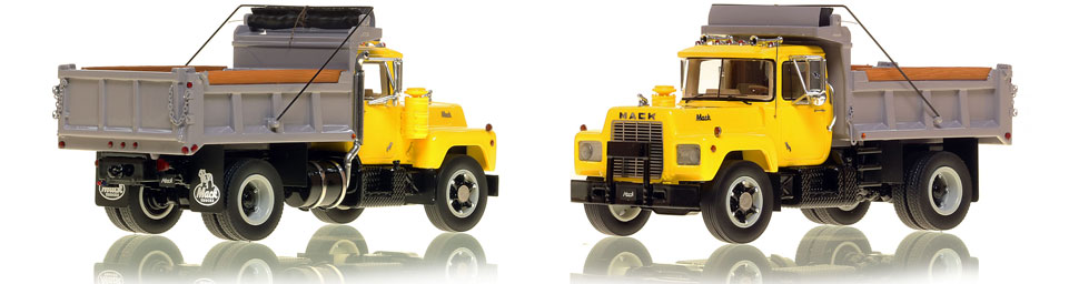 Mack R single axle dump truck scale model is hand-crafted and intricately detailed.