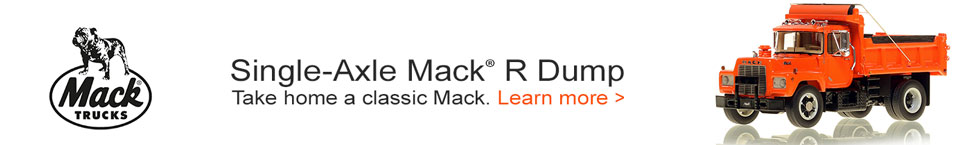 Mack R Single Axle Dump Truck in Orange over Black