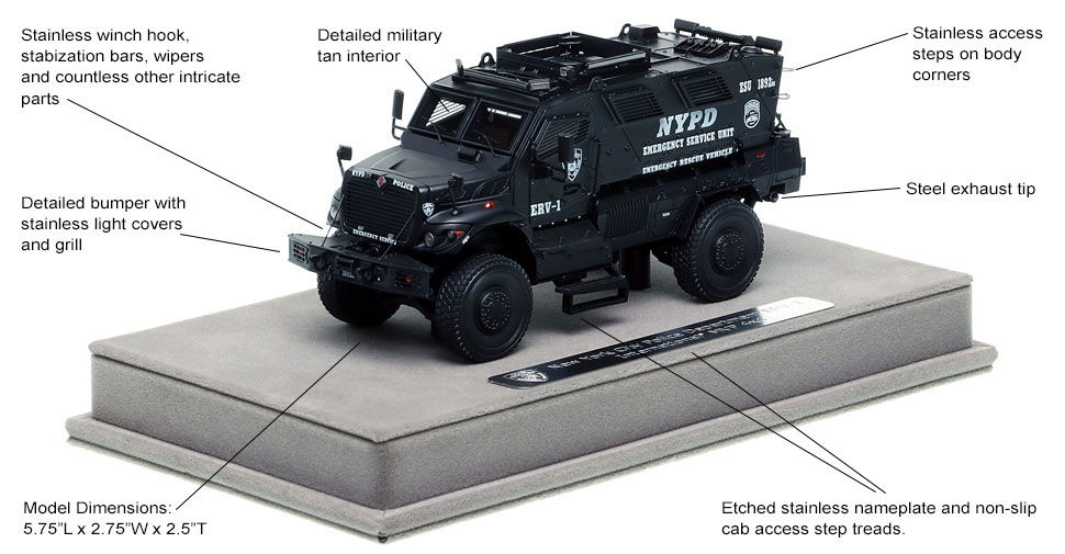 Features and Specs of NYPD's ERV-1 scale model