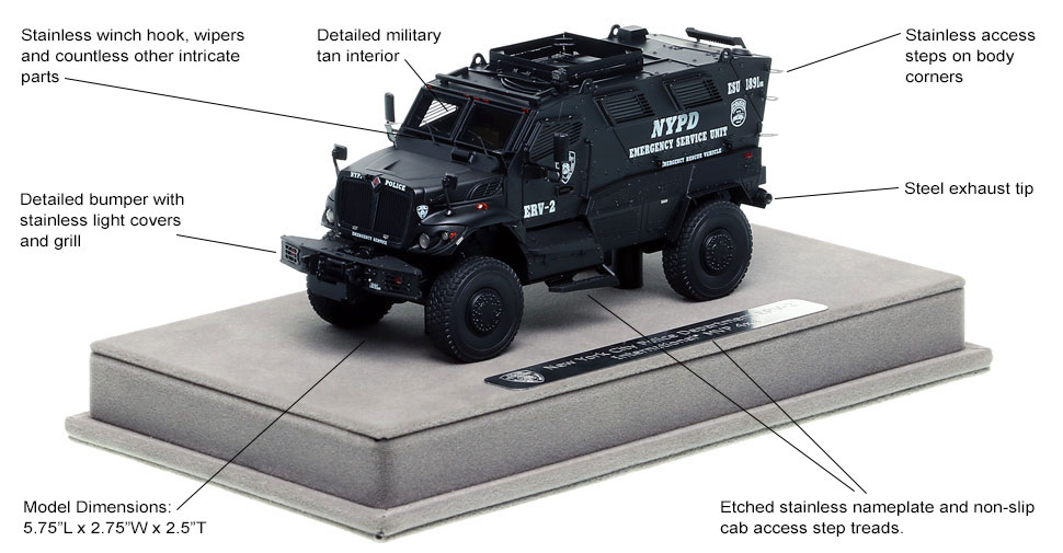 Features and Specs of NYPD's ERV-2 scale model