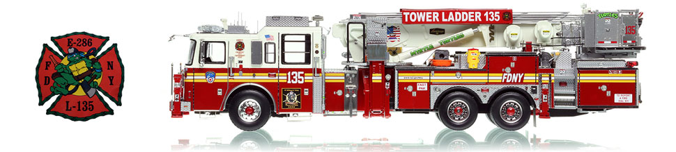 See the Myrtle Turtles Tower Ladder 135 scale model from Queens!