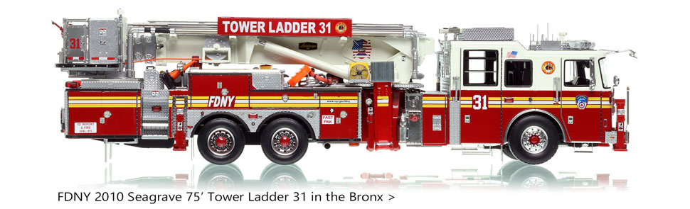 1:50 scale model of FDNY Tower Ladder 31 in the Bronx