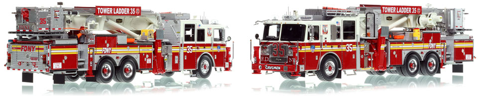 FDNY's Ladder 35 scale model is hand-crafted and intricately detailed.