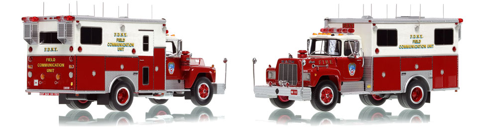 The first museum grade scale model of FDNY's 1985 Mack R-Saulsbury Field Communications Unit