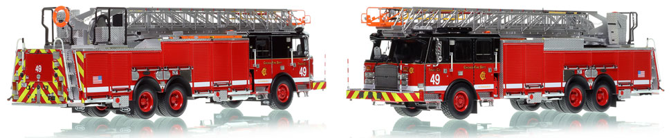 Take home Chicago Fire Department E-One Rear Mount Truck 49 scale model!