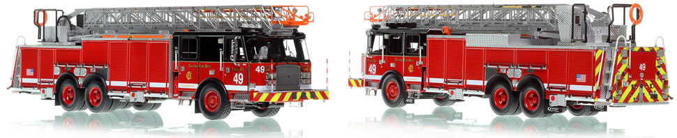 Chicago's 2020 E-One 100' Truck 49 is hand-crafted and intricately detailed.