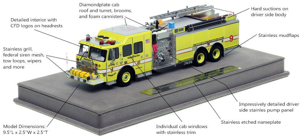 Features and Specs of Chicago O'Hare Engine 9 scale model