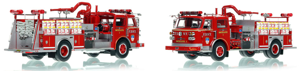 FDNY's American LaFrance Satellite 1 scale model is hand-crafted and intricately detailed.