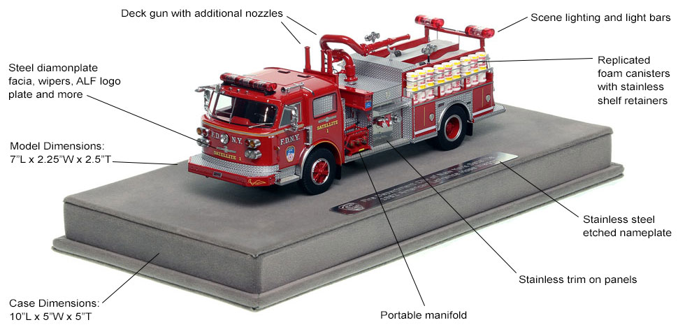 Features and Specs of FDNY American LaFrance Satellite 1 scale model