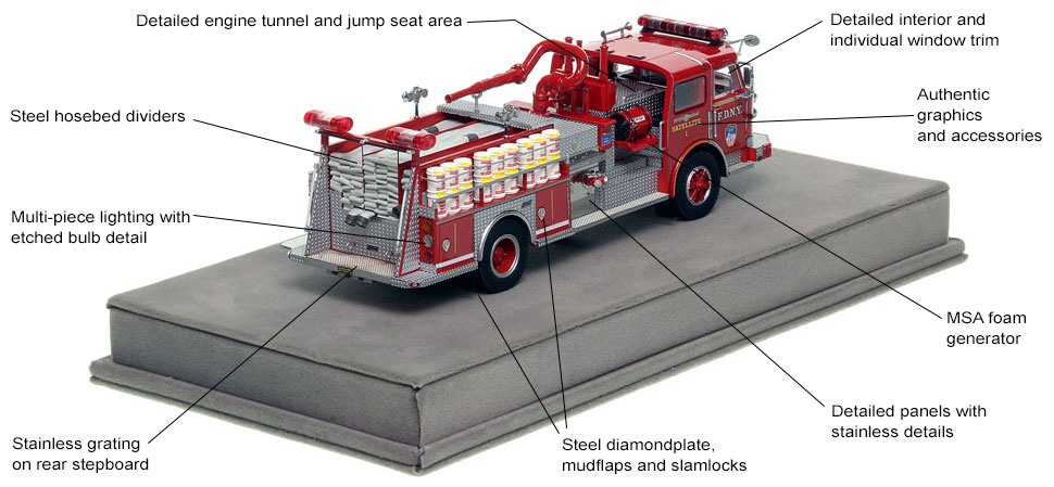 Specs and Features of FDNY American LaFrance Satellite 1 scale model