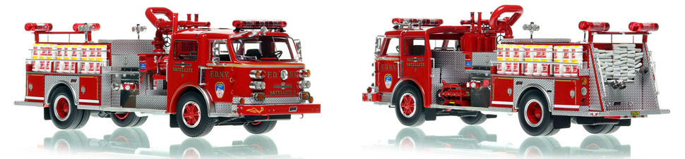 FDNY's American LaFrance Satellite 2 scale model is hand-crafted and intricately detailed.