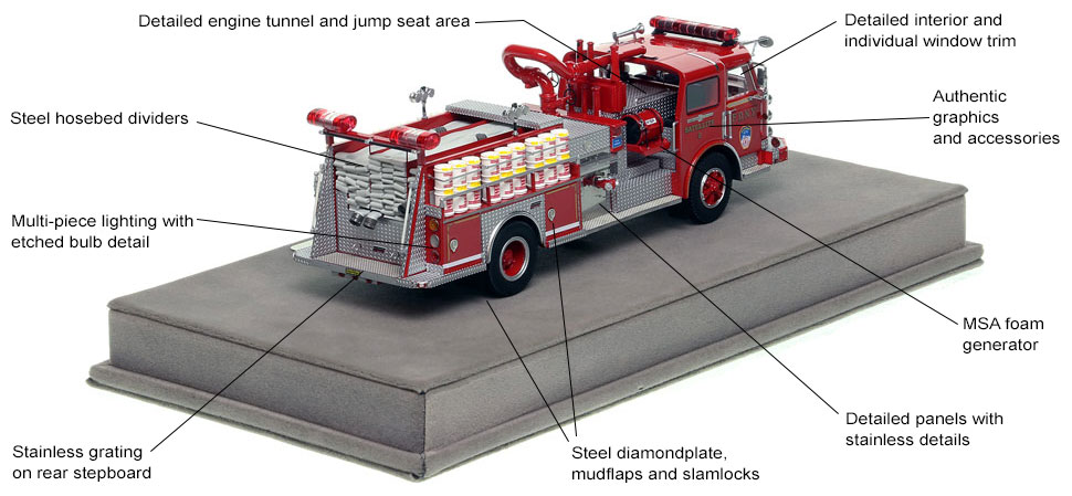 Specs and Features of FDNY American LaFrance Satellite 2 scale model
