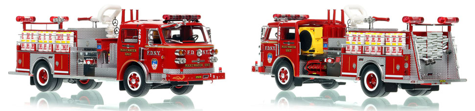 FDNY's American LaFrance Satellite Maxi-Water Unit 207 scale model is hand-crafted and intricately detailed.