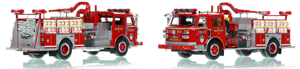 FDNY's American LaFrance Satellite 3 scale model is hand-crafted and intricately detailed.