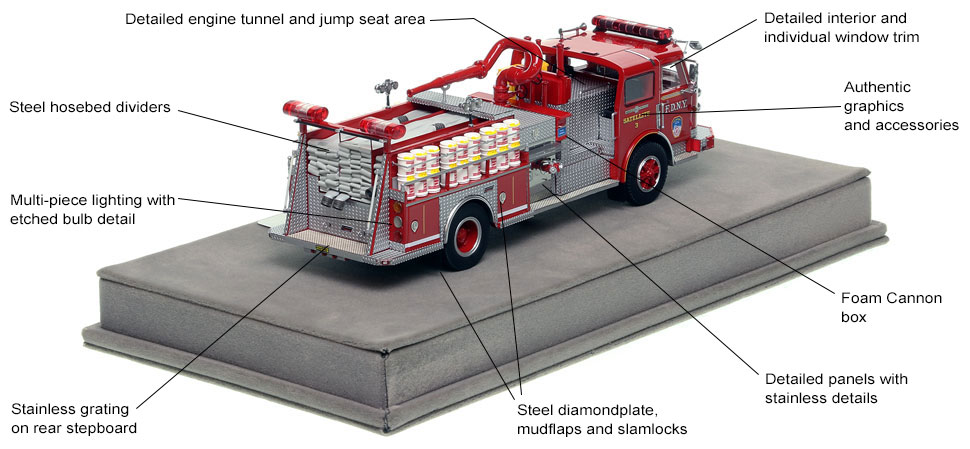 Specs and Features of FDNY American LaFrance Satellite 3 scale model