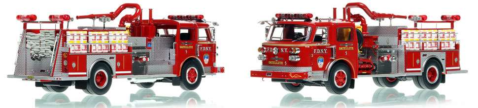 FDNY's American LaFrance Satellite 5 scale model is hand-crafted and intricately detailed.