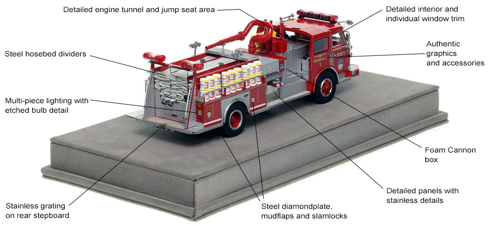 Specs and Features of FDNY American LaFrance Satellite 5 scale model