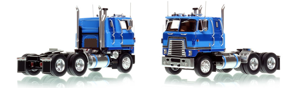 The first museum grade scale model of the International 4070B Transtar II Cabover tractor in blue over black