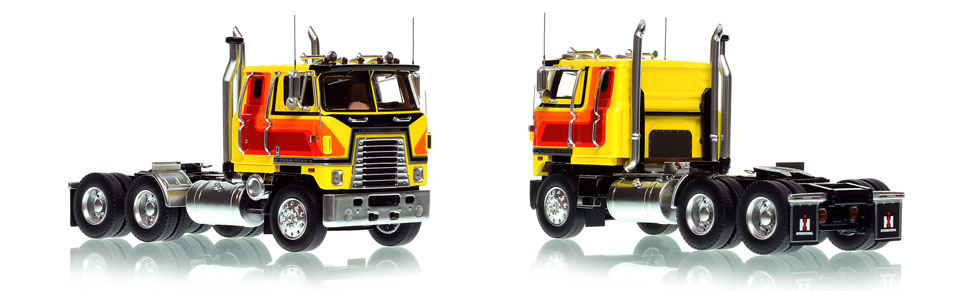 The first museum grade scale model of the International 4070B Transtar II Cabover tractor in yellow over black