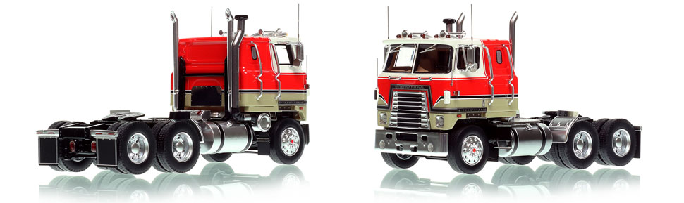 The first museum grade scale model of the International 4070B Transtar II Cabover tractor in white and red over black