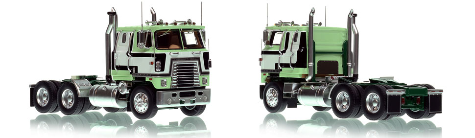The first museum grade scale model of the International 4070B Transtar II Cabover tractor in pale green over green 