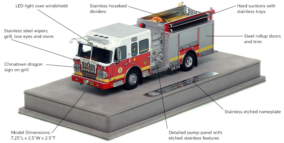 Features and Specs of Philadelphia Fire Department Spartan Engine 20 scale model