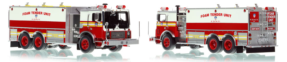 FDNY's 1992 Mack MR Foam Tender Unit scale model is hand-crafted and intricately detailed.