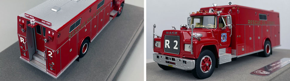 Closeup pictures 3-4 of the FDNY's 1976 Mack R/Hamerly Rescue 2 scale model
