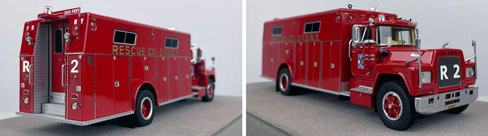 Closeup pictures 11-12 of the FDNY's 1976 Mack R/Hamerly Rescue 2 scale model