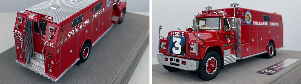 Closeup pictures 3-4 of the FDNY's 1979 Mack R/Pierce Collapse Rescue 3 scale model