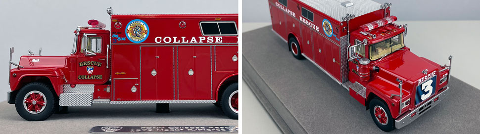 Closeup pictures 5-6 of the FDNY's 1979 Mack R/Pierce Collapse Rescue 3 scale model