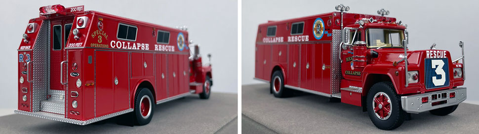 Closeup pictures 11-12 of the FDNY's 1979 Mack R/Pierce Collapse Rescue 3 scale model
