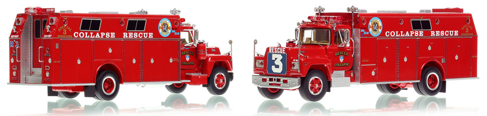 FDNY's 1979 Mack R/Pierce Collapse Rescue 3 is now available as a museum grade replica