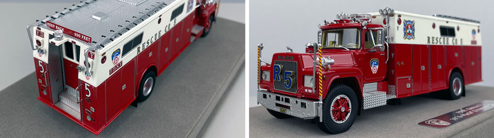 Closeup pictures 3-4 of the FDNY's 1976 Mack R/Hamerly Rescue 5 scale model