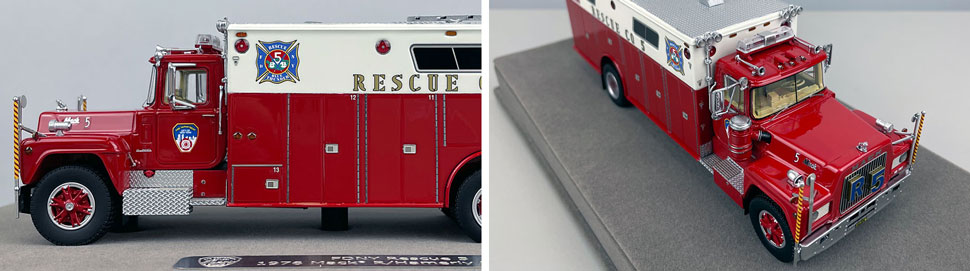 Closeup pictures 5-6 of the FDNY's 1976 Mack R/Hamerly Rescue 5 scale model