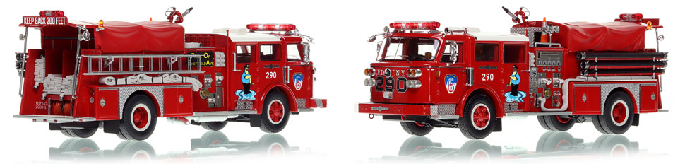 FDNY's American LaFrance 1982 Engine 290 scale model is hand-crafted and intricately detailed.
