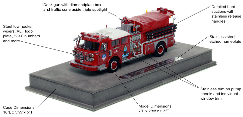Features and Specs of FDNY American LaFrance Engine 290 scale model