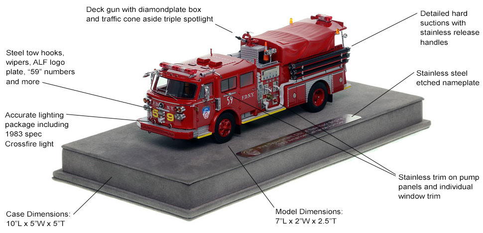 Features and Specs of FDNY American LaFrance Engine 59 scale model
