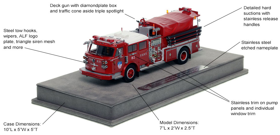 Features and Specs of FDNY American LaFrance Engine 82 scale model