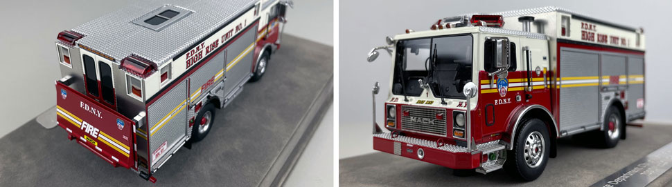 Closeup pictures 3-4 of the FDNY Mack MR/Saulsbury High Rise Unit 1 scale model