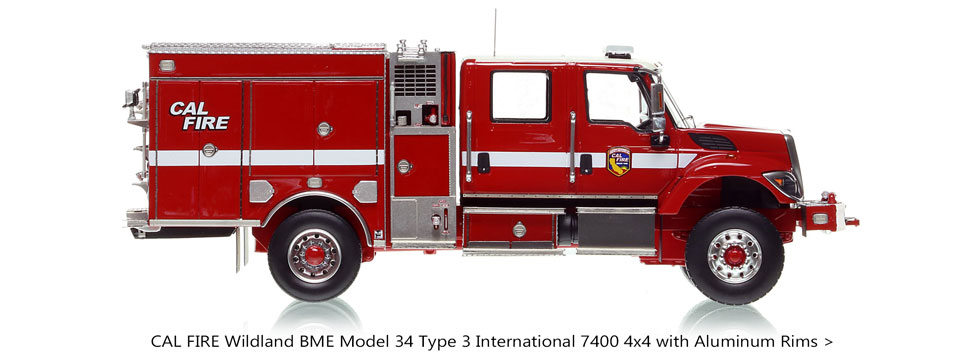1:50 scale model of CAL Fire Type 3 Model 34 with aluminum rims