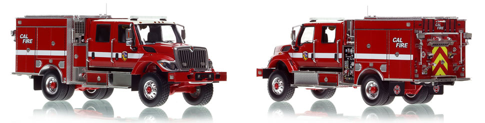 The CAL FIRE BME Wildland Model 34 Type 3 with aluminum rims scale model is hand-crafted and intricately detailed.