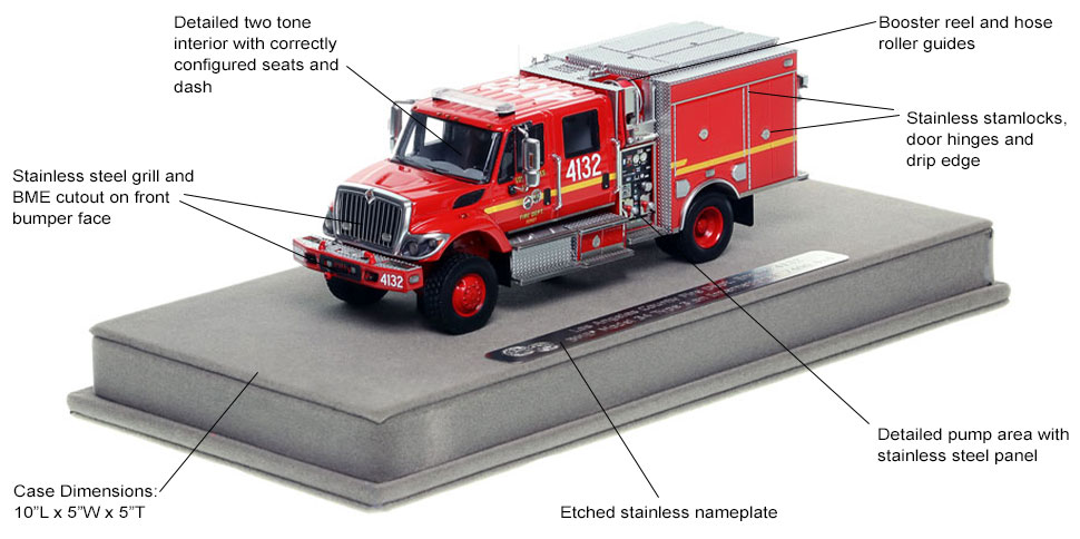 Features and Specs of the Los Angeles Fire Department Engine 4132 Wildland BME Model 34 Type 3 scale model