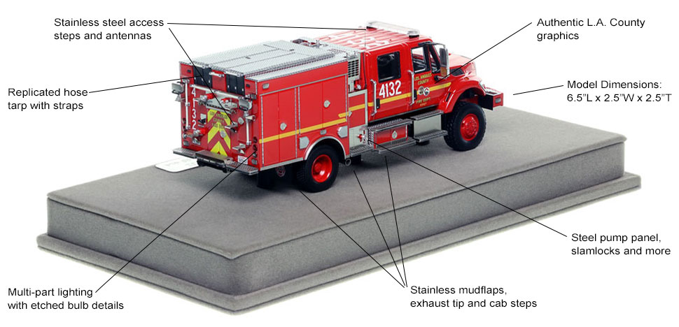 Specs and Features of the Los Angeles Fire Department Engine 4132 Wildland BME Model 34 Type 3 scale model
