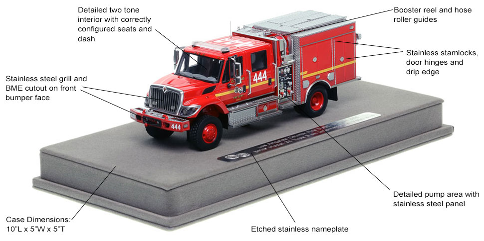 Features and Specs of the Los Angeles Fire Department Engine 444 Wildland BME Model 34 Type 3 scale model