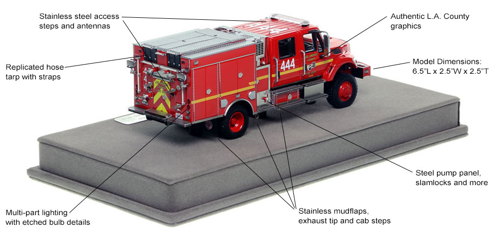 Specs and Features of the Los Angeles Fire Department Engine 444 Wildland BME Model 34 Type 3 scale model