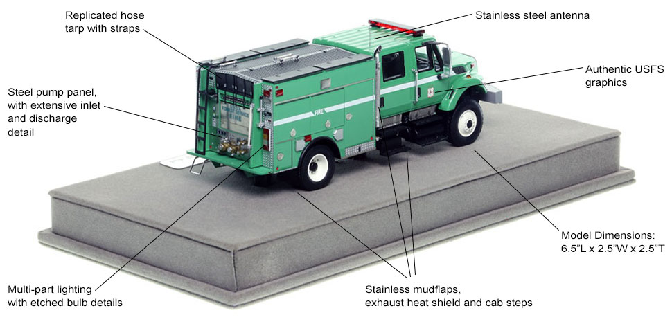 Specs and features of the USFS Wildland BME Model 34 Type 3 scale model